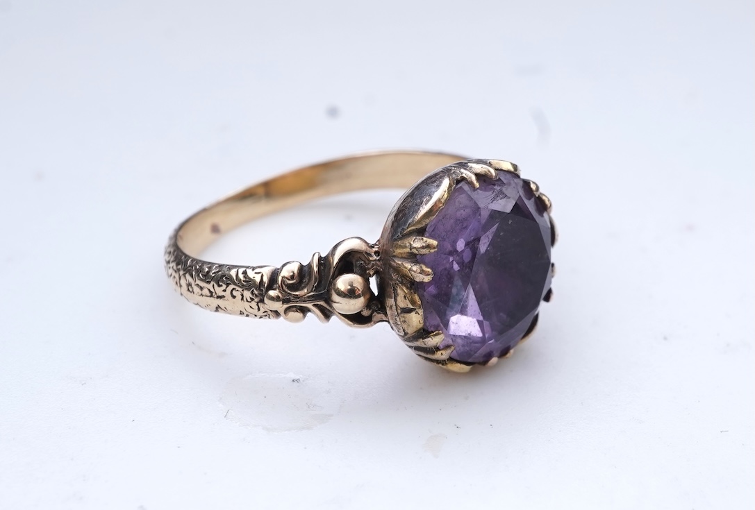 An amethyst ring, 19th century composite